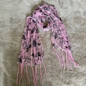 Pink and Black Patterned Scarf